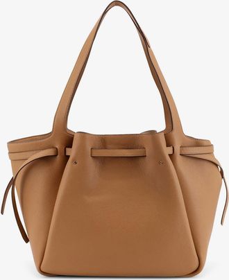 Tory Burch Womens Tote Bag Romy Pebbled Leather Brown