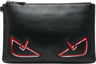 Fendi Black Leather Clutch Bag Pouch (Pre-Owned)