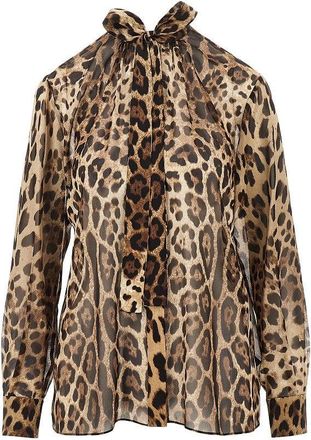 Dolce & Gabbana Silk georgette shirt with Leo print Woman 42