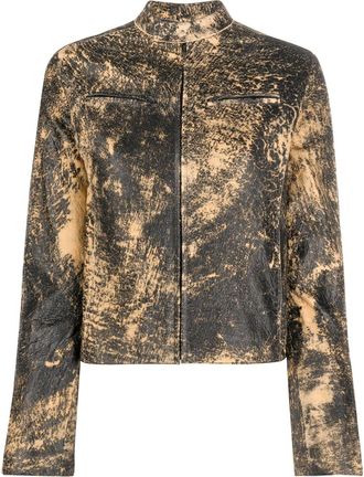 Acne Studios distressed-effect leather jacket - women - Calf Leather/Viscose - 34 - Black
