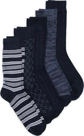 Nordstrom Rack 5-Pack Stripe Diamond Dress Socks in Navy -White Multi at Nordstrom Rack, Size Regular