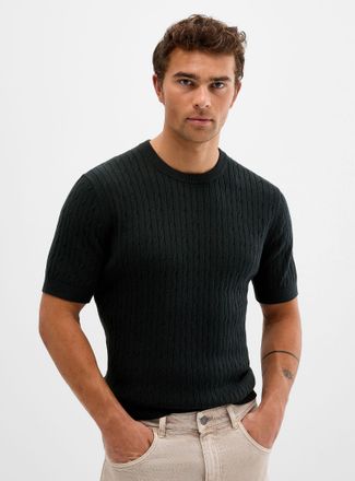 Le 31 Mens Twisted-cable short-sleeve sweater