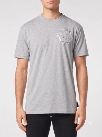 Philipp Plein T-shirt in cotone con stampa monogram e logo Hexagon