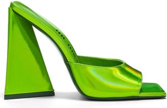 The Attico Schoenen, Dames, Groen, 39 EU, Leer, Limoen Groene Holografische Muil Hakken