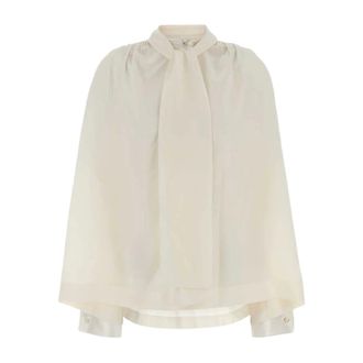 Carven Blouses, female, White, Size: M Gathered Scarf Blouse