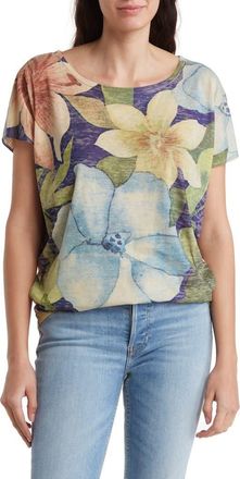 Go Couture Floral Print Short Sleeve T-Shirt in Camel at Nordstrom Rack, Size X-Large