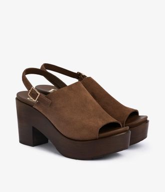 Pedro Garcia Sling back sandal in dark wood in brown suede | Daura| Spring Summer 26 | PEDRO GARCIA