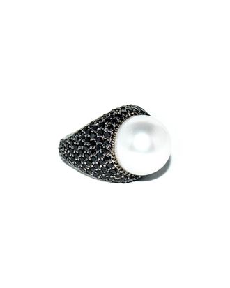 Arthur Marder Fine Jewelry Silver 14.75Mm Black Spinel South Sea Pearl Ring