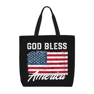Generic Women Handbag God Bless America Women Tote Bag Lightweight Girls Beach Travel Bags, For Birthday, Holiday, Daily, Wedding, School