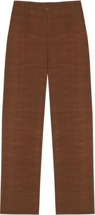 Cortana Saga- lange kaneelbroek - Dames - Wijde Broeken - Beige - 2XS - Leer - Broeken