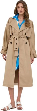 Beatrice .B Double-breasted Trenchcoat met rafelranden - Dames - Trenchcoats - Beige - XS - Katoen - Jassen