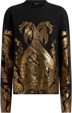 Etro Etro, Round-neck Knitwear, female, Black, Size: S Metallic-print Jumper