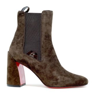 Christian Louboutin Schoenen, Dames, Bruin, 38 1/2 EU, Leer, Turelastic 85 Enkellaarsjes