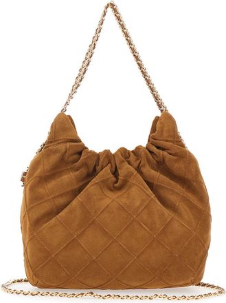 Tory Burch Womens Shoulder Bag Fleming Mini Brown Suede Bovine
