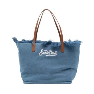 Saint Barth Tote Bags, female, Blue, Size: ONE SIZE City Bag Fringe