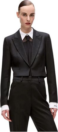 Karl Lagerfeld Single-Breasted Blazer - Dames - Blazers - Zwart - M - Wol - Jassen