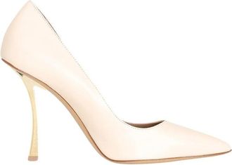 Wo Milano Beige High-Metal-Heel Leather Pumps