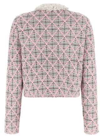 Self Portrait Boucl&eacute; Floral Collar Cardigan - Pink