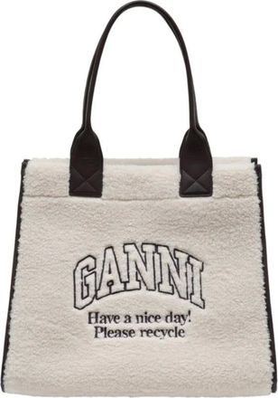 Ganni Tote Bags, female, White, Size: ONE SIZE Shearling XXL Tote