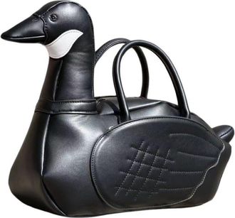 Generic 3D Black Swan PU Leather Crossbody Bag for Women, Fashion Street Style One-Shoulder Purse with Strap for Daily Use (White)