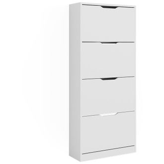 Vicco Mueble zapatero Luca, Blanco, 59 x 137 cm con 4 cajones abatibles, Vicco