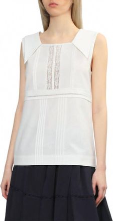Shushu/Tong Square Neck Lace Vest Top In White