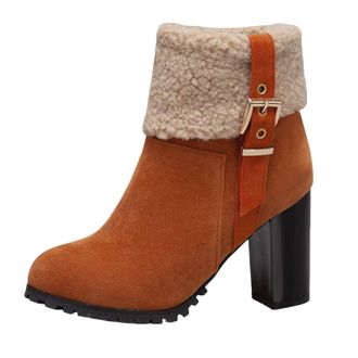 Generic Boots for Women Uk Ankle Warm Boots Soft and Comfortable Can Adapt To The Cold and Harsh Environment Womens Lace Up Boots (Orange, 5.5)