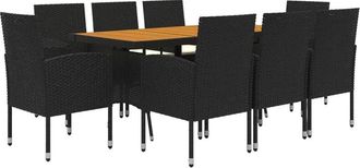 vidaXL Idaxl Juego De Comedor De Jard&iacute;n 9 Piezas Rat&aacute;n Sint&eacute;tico Negro Vidaxl