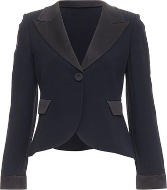 Emporio Armani black satin peak lapel cropped tuxedo blazer IT40 S