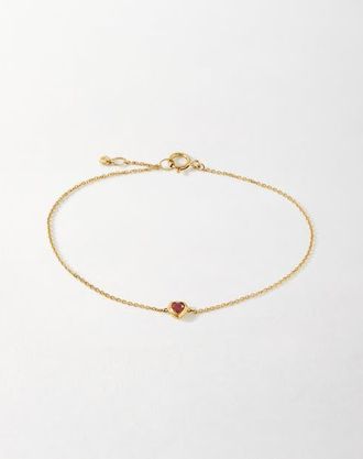 Edge of Ember Solid Gold Heart Ruby Bracelet in Metallic Gold at Nordstrom