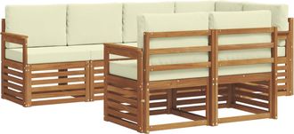vidaXL Conjunto De Sof&aacute;s De Exterior 7 Uds. Natural Y Crema Poli&eacute;ster Vidaxl