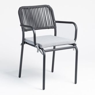 Sklum Sklum - Pack De 2 Sillas De Jard&iacute;n Apilables Con Reposabrazos En Aluminio Y Cuerda Trenzada Arhiza