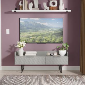 Lewis's Harlequin 2 Drawer Coffee TV Unit in Dusk Grey - Ready Assembled - Lewiss Home | TJ Hughes