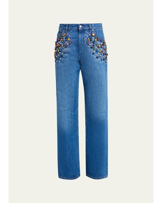 Stella McCartney Crystal Embellished Straight-Leg Jeans