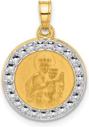 Diamond2Deal 14k Yellow Gold and White Rhodium Hollow Our Lady of Mt Carmel Medal