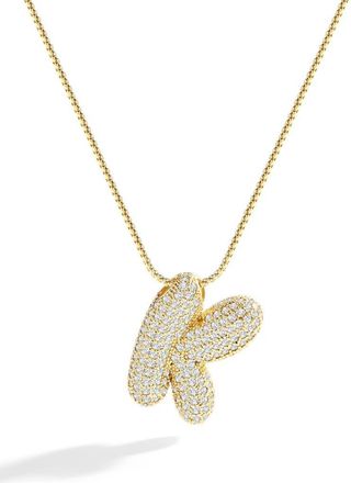 Mint & Lily Pave Bubble Initial Necklace in 18K Gold /Letter K at Nordstrom