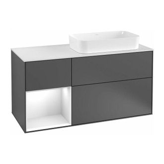 Villeroy & Boch Villeroy&boch - Finion, Muebles De Ba&ntilde;o, 1200 X 603 X 501 Mm, Angular, Con Estanter&iacute;a (iluminada), Modelo Suspendido, En Madera, Lavabo A La Derecha, 