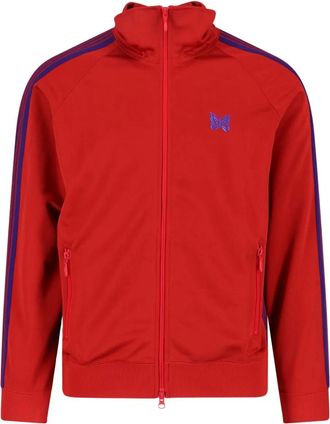 Needles Gestreepte trui met logodetail - Rood