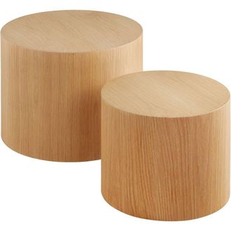 TecTake Coffee Tables Danny - 2 Piece Set, Round, Oak Effect in Light Oak