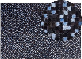 Beliani Beliani - Patchwork Rectangular Area Rug Cowhide Leather 160 x 230 cm Brown and Blue Ikisu