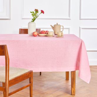 Solino Home Linen Tablecloth for Dining Table, Holiday and Everyday Table Decor - Fete in Pink Lemonade at Nordstrom, Size X-Large