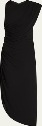 Halston Heritage Gabrielle Draped Matte Jersey Midi Dress