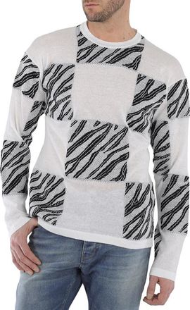 Roberto Cavalli Mens Zebra Check Jacquard Sweater, Size X-Small