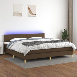 vidaXL Vidaxl - Cama Box Spring Con Colch&oacute;n Led Tela Marr&oacute;n Oscuro 200x200 Cm