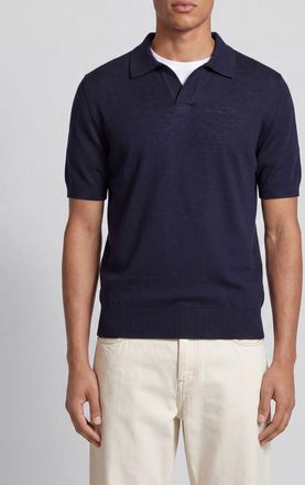 HUGO BOSS Polo in maglia di pura lana vergine con scollo a V e maniche corte