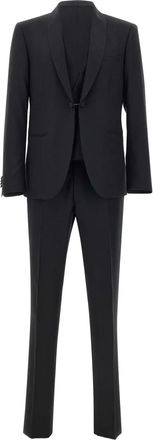 Corneliani Completo tre pezzi con finiture in raso - Nero