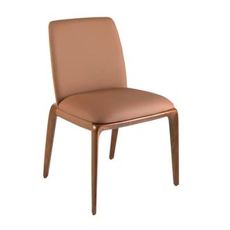 Angel Cerd&aacute; Brown Leatherette Dining Chair with Walnut-Coloured