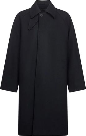 STUDIO NICHOLSON Cabo raglan-sleeve coat - men - Wool/Polyamide/Cotton/Viscose - L - Blue