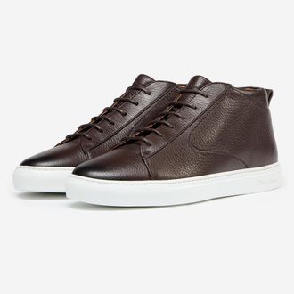 Oliver Sweeney Mens Antiqued Deer Leather Cupsole Trainers - Brown - Size UK 8.5