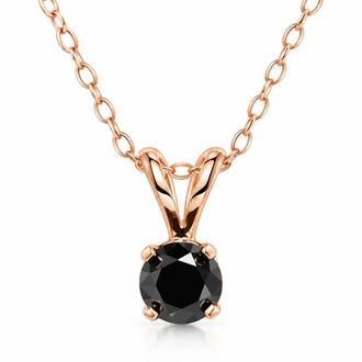 Pompeii3 5/8ct Black Diamond Solitaire Pendant Necklace 14K Gold
